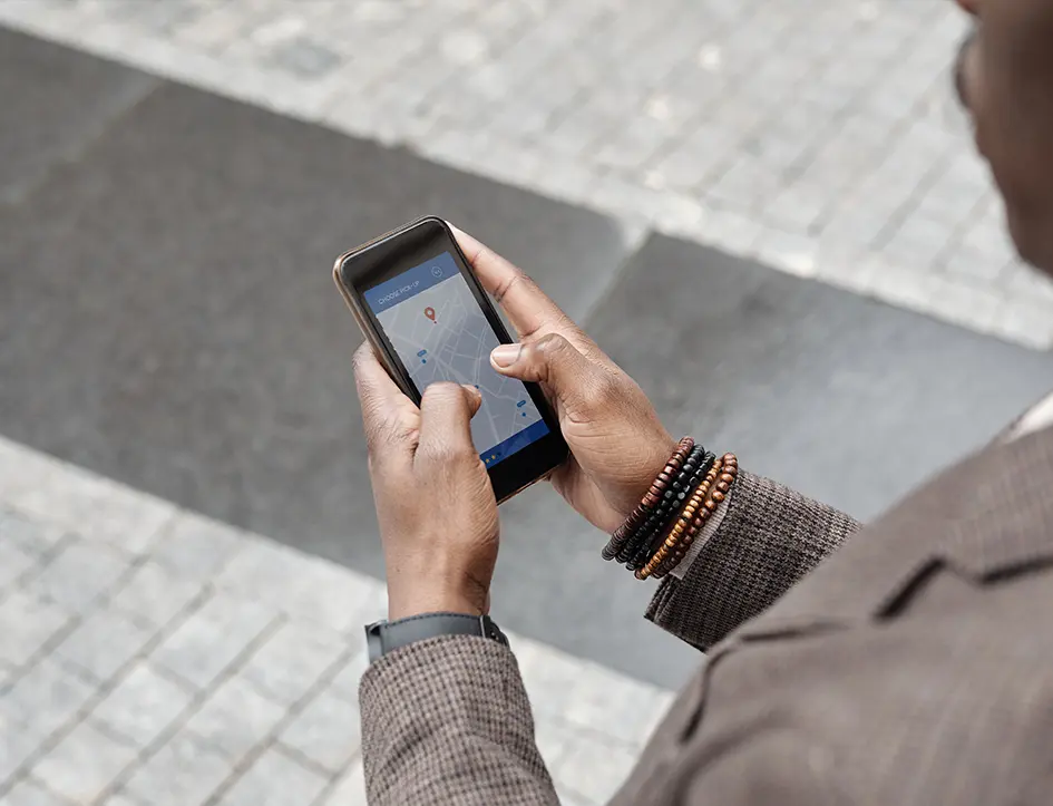 man with a gps tracker software in his hand